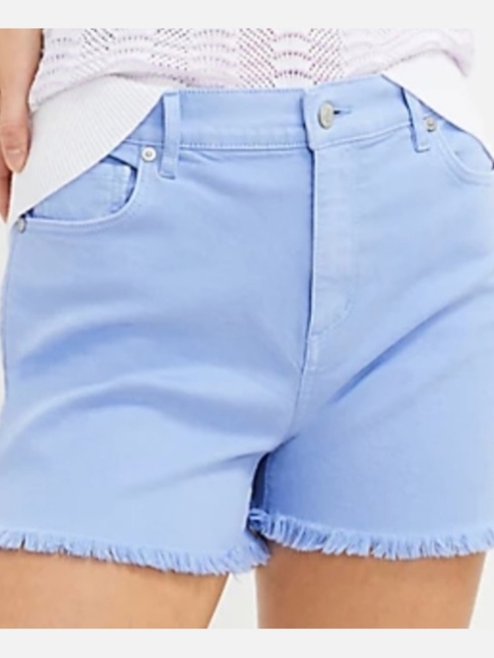 LOFT Light Blue High Waisted Frayed Hem Cut Off Denim Shorts Size 24(00)